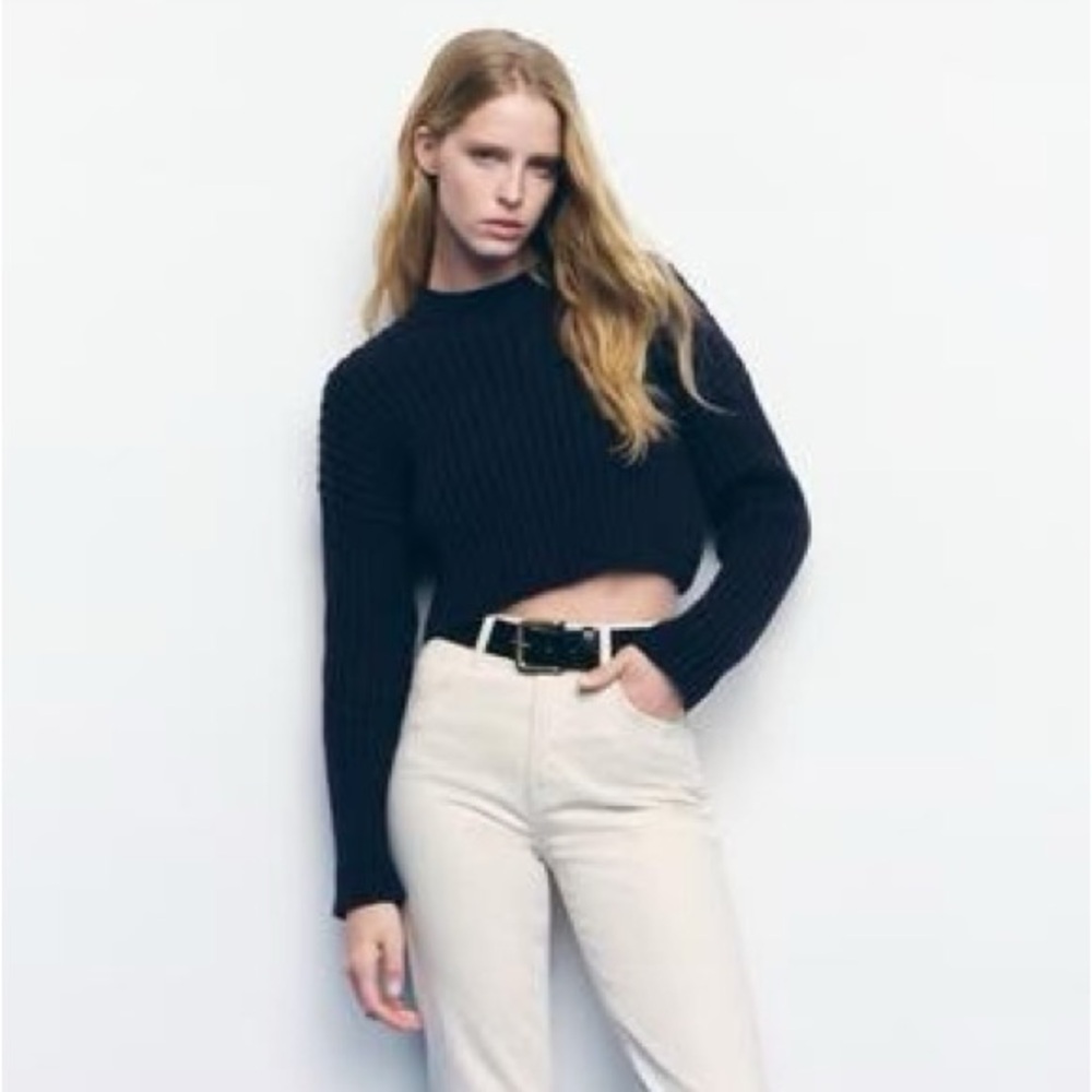 Zara Midnight Black Crop Sweater